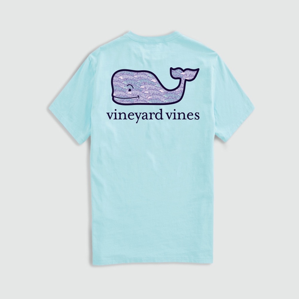 Vineyard Vines Fish Traffic Whale Fill Short-Sleeve Pocket Tee in Teal